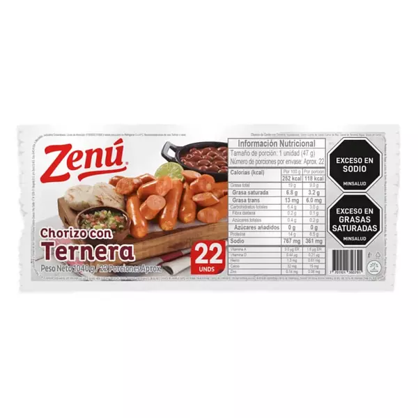 Zenu Chorizo 1040g Con Ternera