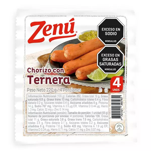 Zenu Chorizo 220g Con Ternera