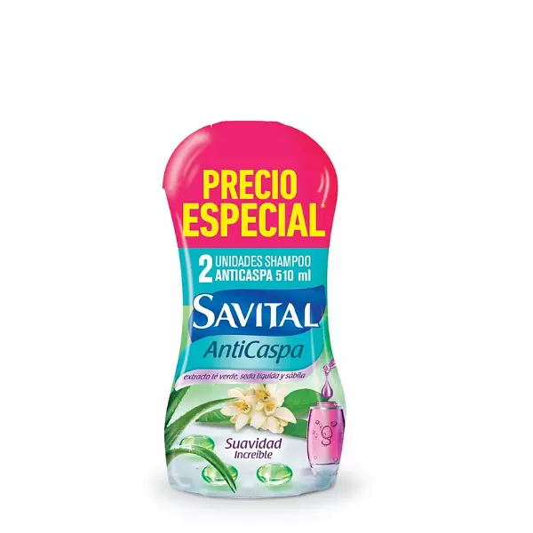 Shampoo Savital Anticaspa Te verde Y Seda X2