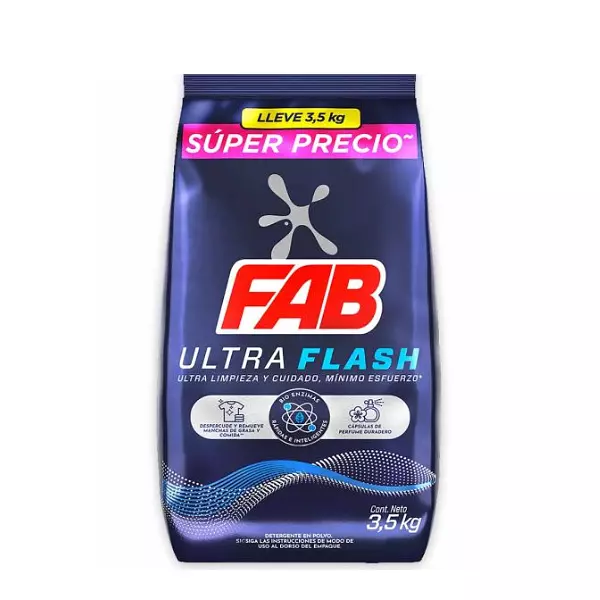 Detergente En Polvo Fab Ultra Flash