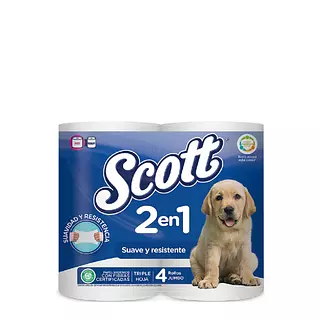 Papel Higiénico Scott 2 En 1 Suave X4