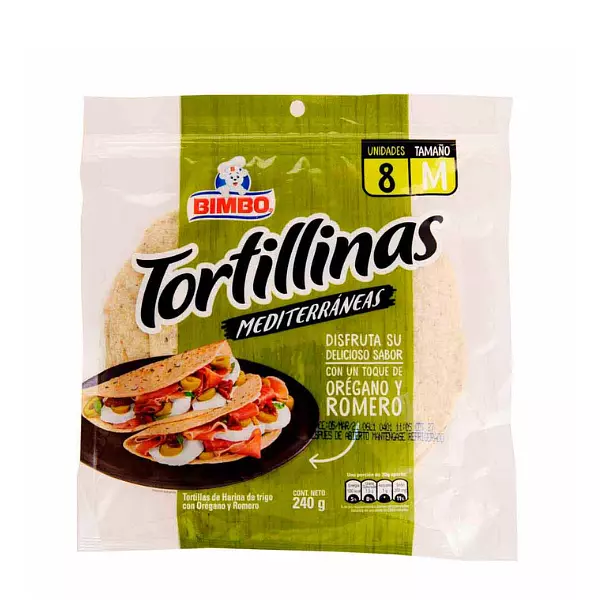 Tortillas Bimbo  Mediterranea Oregano y Romero 