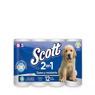 Papel Higiénico Scott 2 En 1 X12