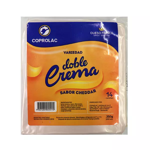 Queso Doble Crema Cheddar Coprolac