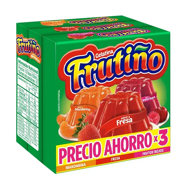 Gelatina Frutiño Fr.Rojos-Fresa-Mandarina X3