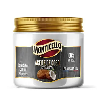 Aceite De Coco Virgen Monticello 360 Ml