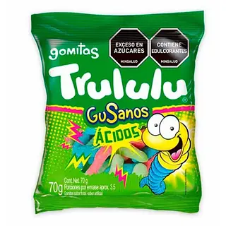 Gomas Trululu Gusanos Acidos 70g
