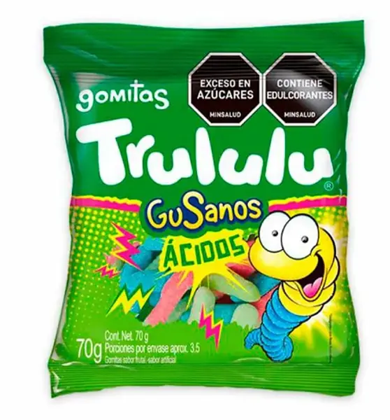 Gomas Trululu Gusanos Acidos 70g