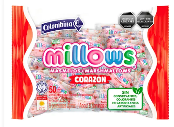 Colomb. Millows Corazon 50 Unidades