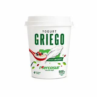 Yogurt Griego Sin Dulce Mercasur X 500 Gr