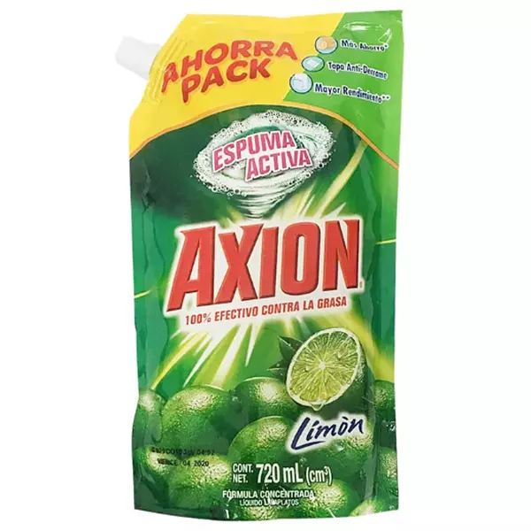 Jabón Liquido Lavaloza Axion Limón Espuma Activa