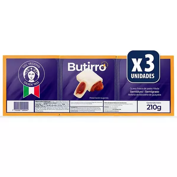 Queso Butirro Combinado Del Vecchio X3