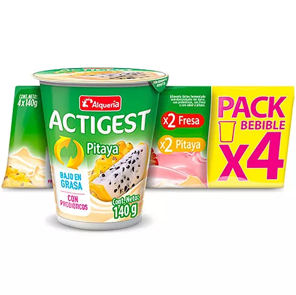 Yogurt Actigest Alquería Fresa-Pitahaya X4