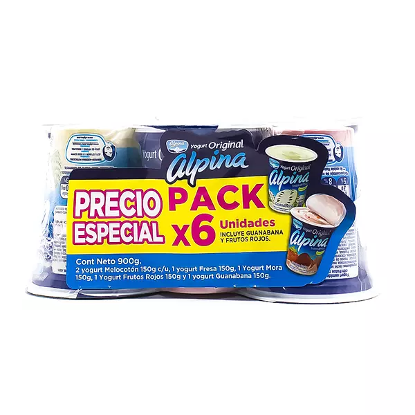 Yogurt Alpina Original Surtido X6