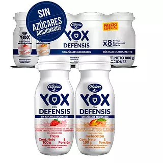 Yox Alpina Surtido Sin Azucar Fresa/Melocotón X8