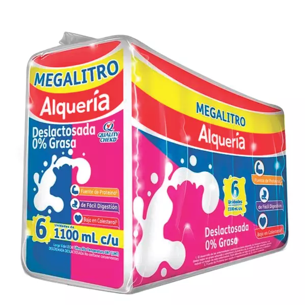 Leche Descremada Deslactosada Alquería X6