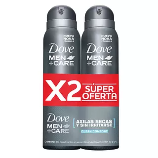 Desodorante En Aerosol Dove Men Clean Comfort X2