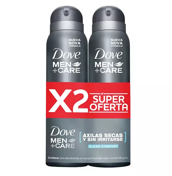 Desodorante En Aerosol Dove Men Clean Comfort X2