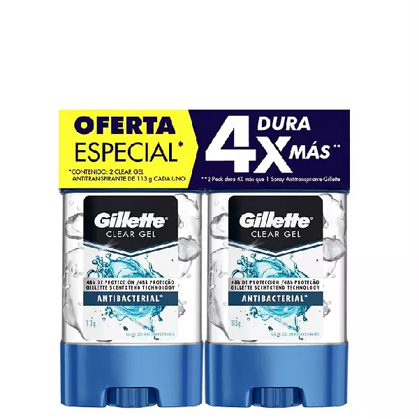 Desodorante En Gel Gillette Clear Antibacterial X2