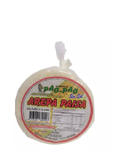 Arepa Paisa Delgada Pao Pao X10