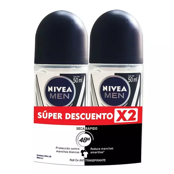 Nivea Deo Roll On B&W Hombre x 2 P.E