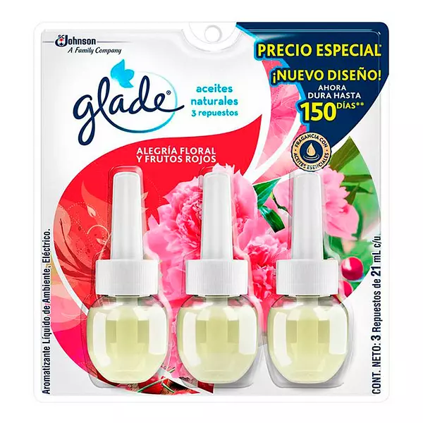 Ambientador Glade Repuesto Aceite Alegria Floral X3