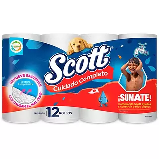 Papel Higiénico Scott Cuidado Completo X12